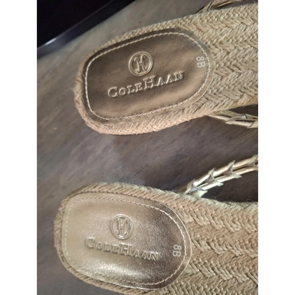 Cole Haan Crystal Beaded Flower Jute Beach Fairycore Kitten Heel Sandal 7.5/8